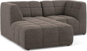 Colțar maro cu tapițerie din țesătură bouclé (cu colț pe partea stângă/cu șezlong) Aloha – Makamii