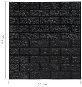 Tapet de perete autocolant, model caramizi 3D, 40 buc., negru 40, Negru