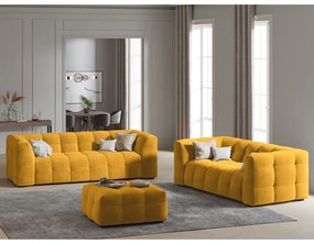Puf cu tapițerie din catifea Windsor &amp; Co Sofas Vesta, galben