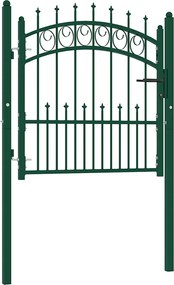 vidaXL Poartă de gard Emmen cu țăruși din oțel, verde, 104x97 cm