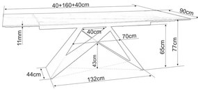 Masa de bucaterie Westin II 160 x 90 cm, gri/negru