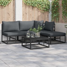 vidaXL Set de canapele pentru grădină cu pernă cu pernă 4 pcs Negru