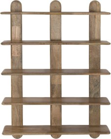 Raft de perete din lemn de mango, maro, cu 5 polițe, finisaj natural, 100 x 71,5 x 19 cm, „Noves”