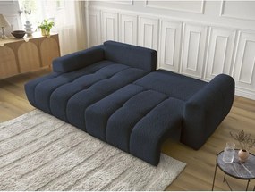 Colțar albastru extensibil/cu spațiu de depozitare cu tapițerie din țesătură bouclé (cu colț pe partea stângă/cu șezlong) Roxelane – Bobochic Paris