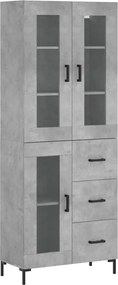 vidaXL Dulap înalt, gri beton, 69,5x34x180, lemn compozit