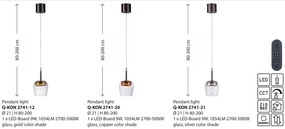 Pendul LED Smart cu Telecomanda, CCT, Sticla, Argintiu, Q-KON