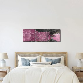 Tablou - Abstracție roz-roșu (cu ceas) (90x30 cm)