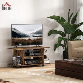 HOMCOM Comodă pentru TV cu Roți, 80×40×40 cm, Negru | Aosom Romania