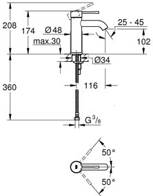 Baterie lavoar cupru mat Grohe Essence, S fara ventil