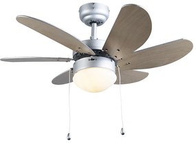 Ventilator de tavan modern din oțel cu imprimeu de lemn 80cm cu comutator cu lanț - Fresh