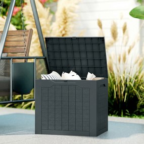 Outsunny Cufăr de Grădină cu Mânere, Container pentru Unelte Impermeabil, 56x41x50 cm, Gri Închis | Aosom Romania