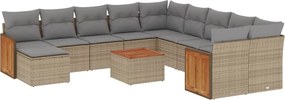 vidaXL Set canapele de grădină cu perne, 12 piese, bej, poliratan