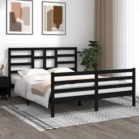 3105874 vidaXL Cadru de pat, negru, 160x200 cm, lemn masiv