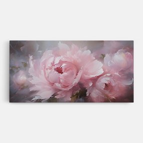 Tablou Canvas, 80x160cm, Dormitor si Living, Flori, Bujori, Dreamy Painting Peony