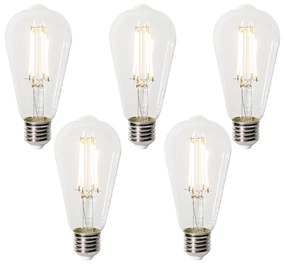 Set 5 becuri E27 3-staps dimbaar LED lamp ST64 clear 6W 700 lm 2700K