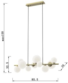 Lustră pe cablu ONLI PALOMA 10xG9/10W/230V auriu
