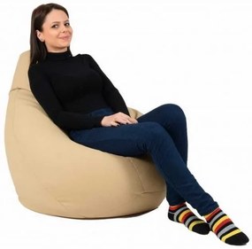 Fotoliu Nirvana Hobbit Pufrelax, Material Piele ecologica - Nude