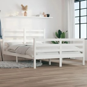 3103714 vidaXL Cadru de pat, alb, 140x200 cm, lemn masiv de pin