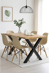 Masă de dining cu aspect de lemn de stejar 90x160 cm Kora – Bonami Essentials