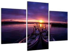 Tablou cu barci pescărești în port (90x60 cm)