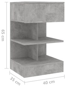 Noptiera, gri beton, 40x35x65 cm, PAL 1, Gri beton