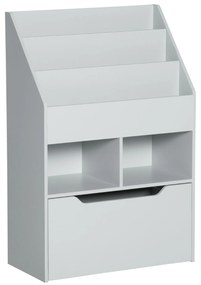 HOMCOM Bibliotecă etajeră Multi-Depozitare 3 rafturi 2 nișe Sertar mare din lemn Gri | Aosom Romania