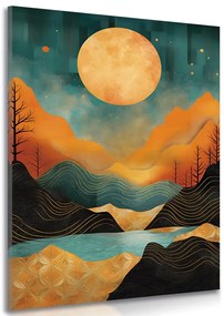 Tablou apus abstract cu tentă de lux