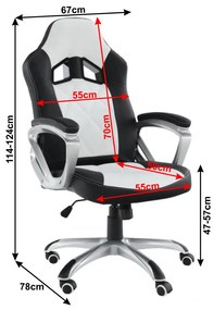 Fotoliu de birou, piele ecologica negru alb,Bortis Impex