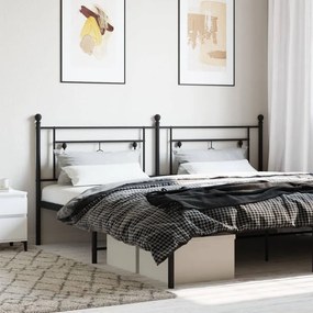 374376 vidaXL Tăblie de pat metalică, negru, 193 cm