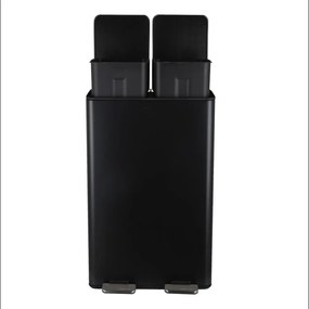 Coș de gunoi negru mat pentru reciclare/cu pedală 2x30 l din oțel Aliya – Spirella