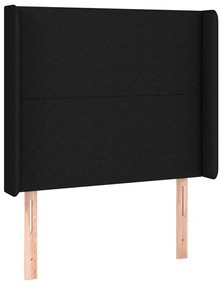 3119284 vidaXL Tăblie de pat cu aripioare, negru, 93x16x118/128 cm, textil