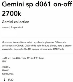 Lustra LED suspendata design circular Gemini sp d061 on-off 2700k alba