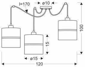 Lustră pe cablu ASSAM 3xE27/60W/230V negru