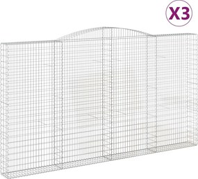 vidaXL Coșuri gabion arcuite, 3 buc, 400x30x220/240cm, fier galvanizat