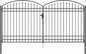 vidaXL Poartă de gard cu blocare Gri 301 x 224.5 cm Oțel