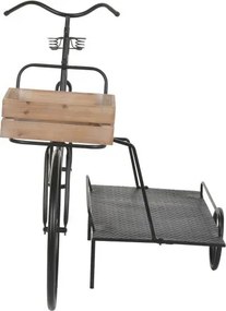 Stand decorativ cu 1 raft si un cosulet ,din metal și lemn, aspect natur, "Vintage Bicycle"