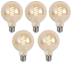 Set de 5 becuri LED inteligente E27, reglabile, G95, chihlimbar, 4,9 W, 320 lm, 2500 K, Zigbee