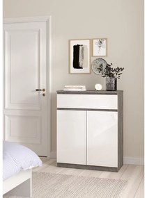 Comodă Simplicity 80 x 40 x 100,5 cm, gri / alb lucios