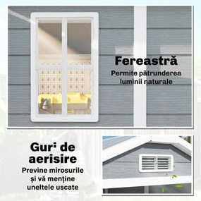 Outsunny Șopron de Grădină din PP cu Podea, Ușă cu Încuietoare și Acoperiș Înclinat, 131x186x198 cm, Gri | Aosom Romania