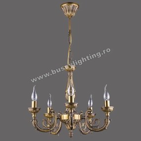 Lustra Roma cu 5 Brate, Desing Clasic, Finisaj Bronz Antichizat - Bussy Lighting 7195-52-05