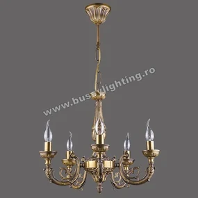 Lustra Roma cu 5 Brate, Desing Clasic, Finisaj Bronz Antichizat - Bussy Lighting 7195-52-05