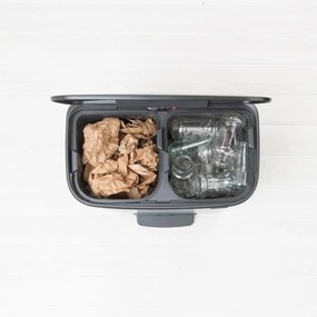 Cos de gunoi Brabantia Bo Pedal 1003191, 2x30 L, Inchidere lina, Baza antiderapanta, Negru