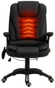 Scaun directorial cu Masaj si Incalzire, 8 puncte de masaj, Material Textil, Negru