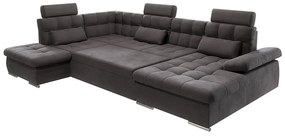 Colțar gri antracit extensibil, cu spațiu de depozitare (cu colț pe partea stângă, în formă de "U") Merkur – Ropez