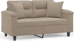 vidaXL Canapea cu 2 locuri, cu perne, gri taupe, 120 cm, microfibră