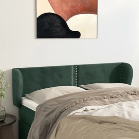 Tablie de pat cu aripioare verde inchis 147x23x78 88 cm catifea 1, Verde inchis, 147 x 23 x 78 88 cm