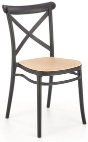 Scaun de bucaterie Nikola, ratan / negru