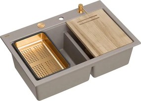 Statie de lucru incastrata Quadron Unique Marc 120 bej soft taupe - cupru 76x50 cm