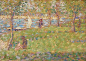 Tablou pe sticlă - Georges Seurat, Study for "La Grande Jatte", reproducere (70x50 cm)