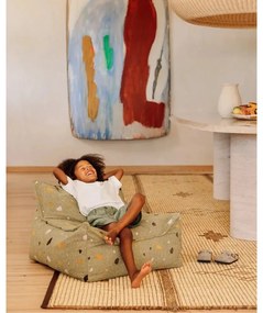 Fotoliu puf pentru copii verde cu tapițerie din țesătură bouclé/cu tapițerie din chenille Terrazzo Chair – Wigiwama